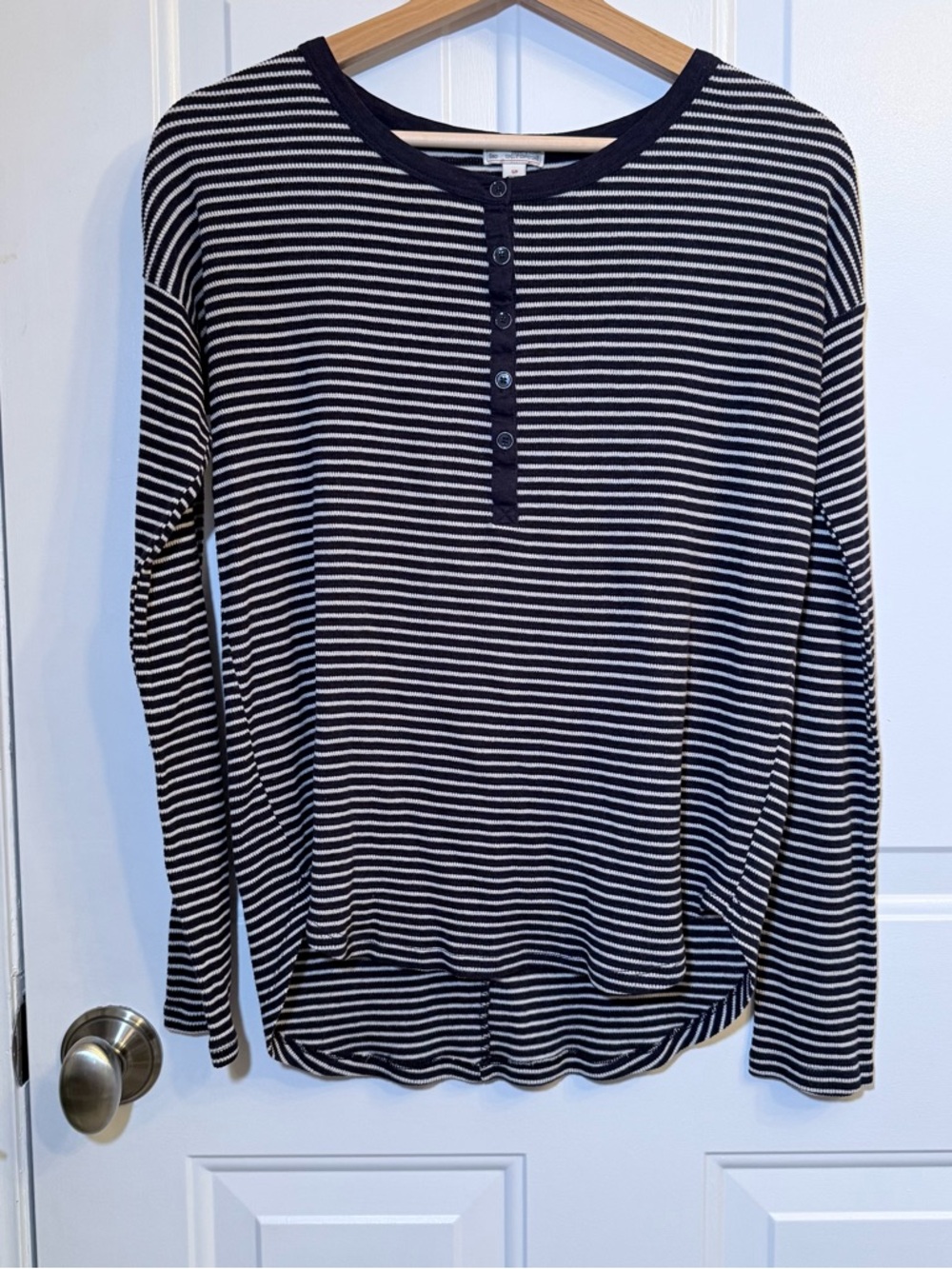 GAP Navy and White Striped Henley Top